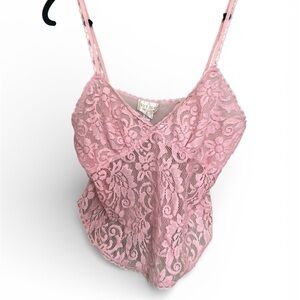 Vintage Gold Tag Victorias Secret Y2K Pink Lace Cami Sequin Details Sz Medium